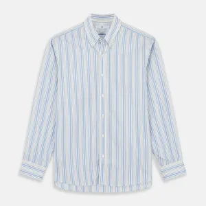 Blue Multi Stripe Wool Blend Weekend Fit Hayne Shirt