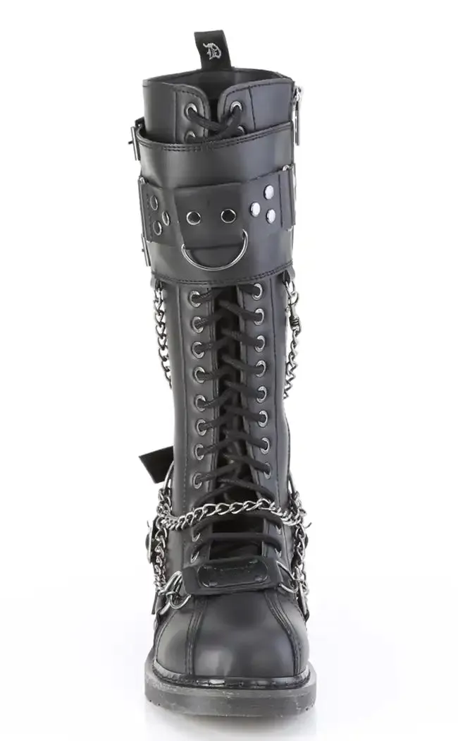 BOLT-415 Black Knee High Combat Boots