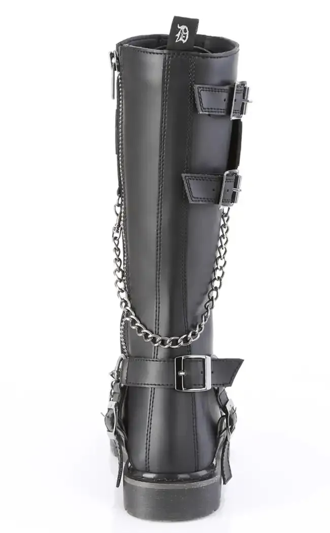 BOLT-415 Black Knee High Combat Boots