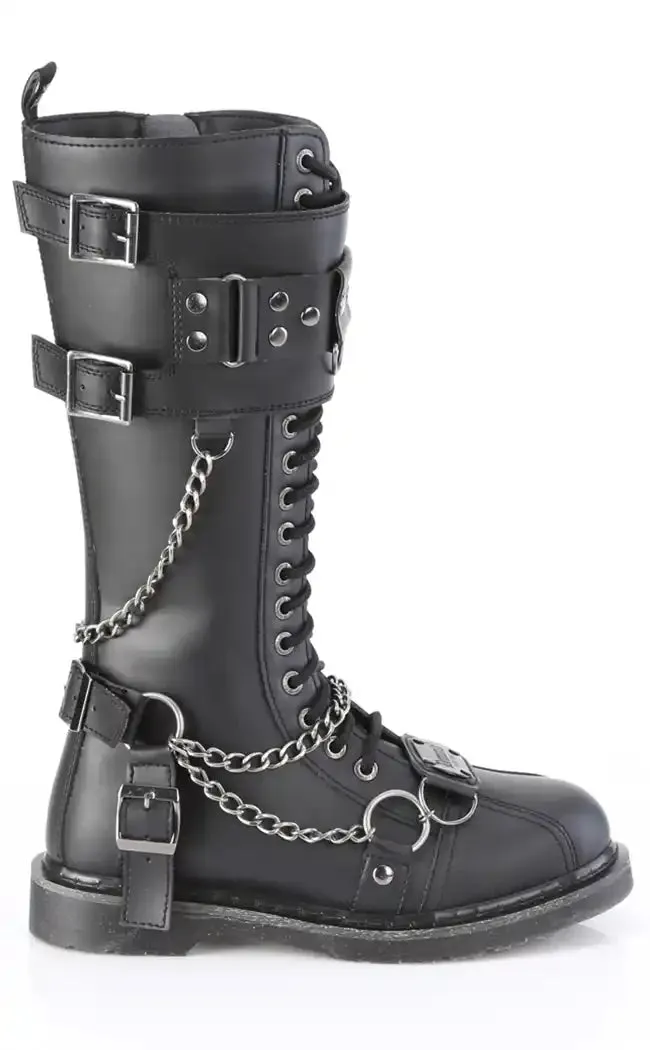 BOLT-415 Black Knee High Combat Boots