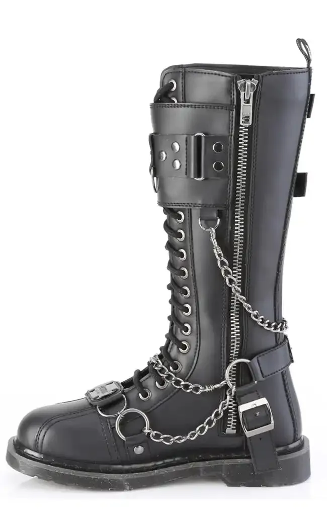 BOLT-415 Black Knee High Combat Boots