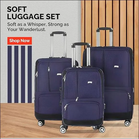 Brian Soft Shell Lightweight Expandable 360 Dual Spinning Wheels Combo Lock 28", 24", 20" 3 Piece Luggage Set