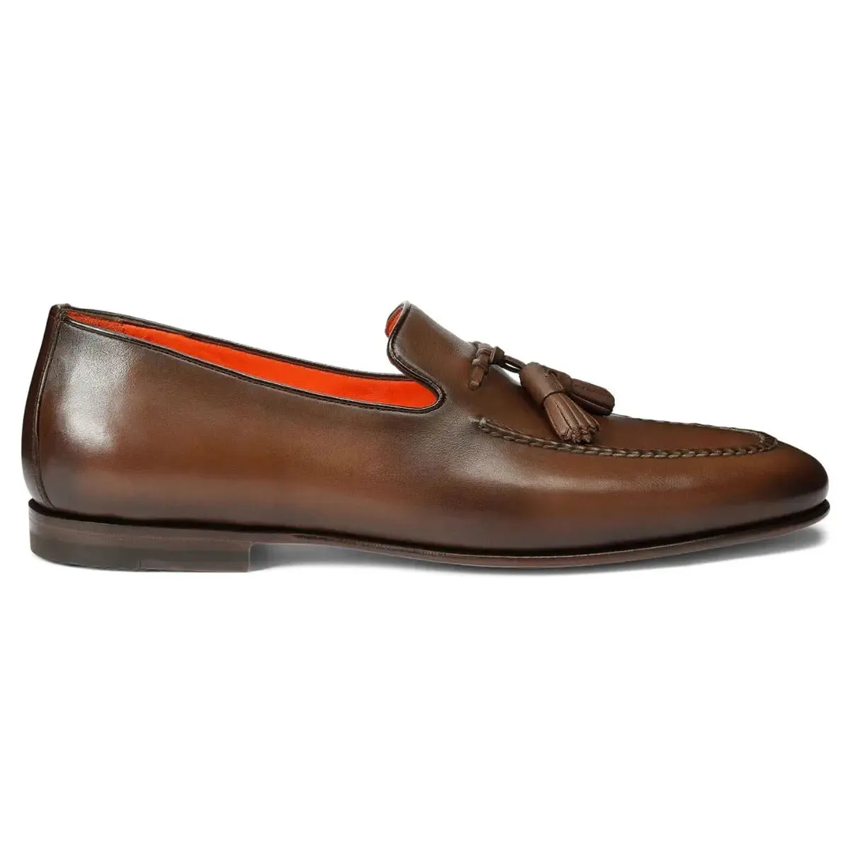 Brown Polished Leather Tassel Loafer