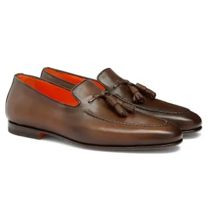 Brown Polished Leather Tassel Loafer