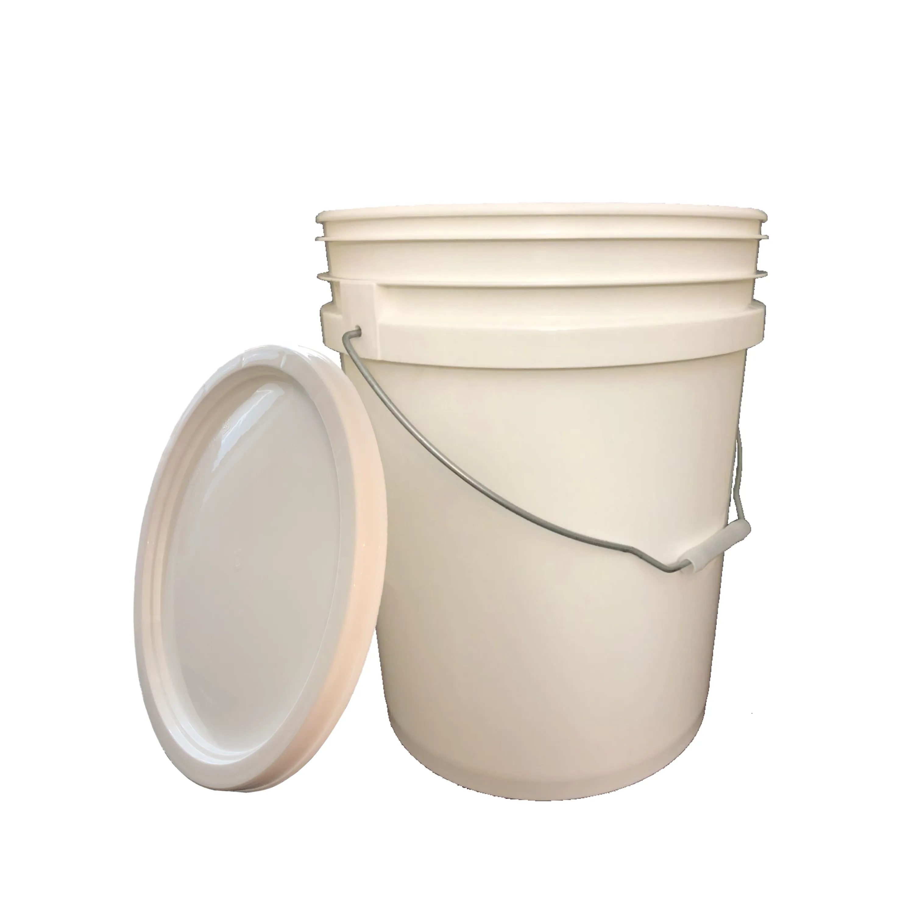 Bucket - 5 Gallon Outdoor Bucket Metal Handle with lid White color