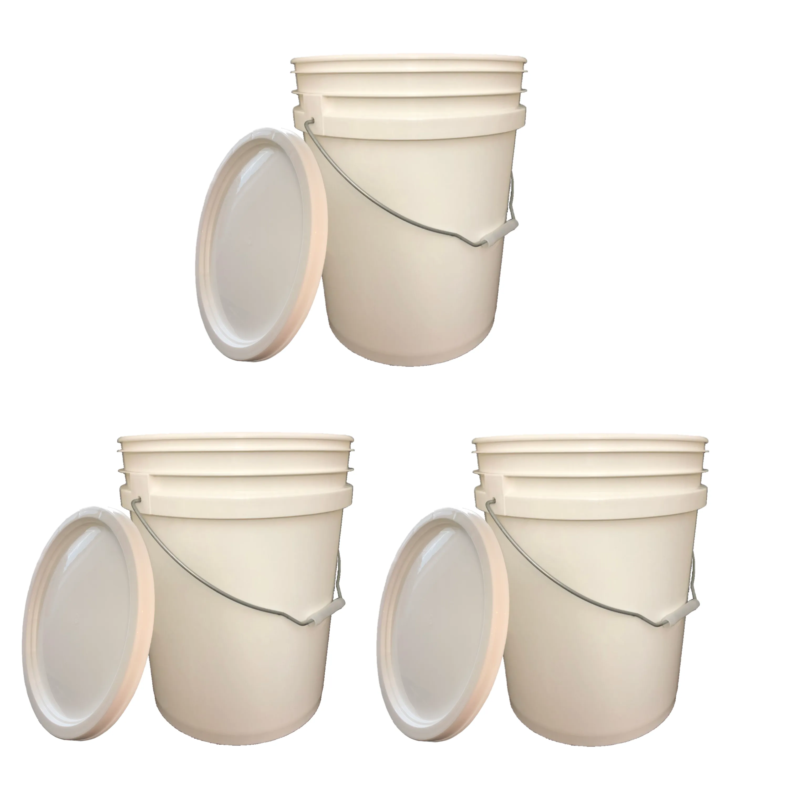 Bucket - 5 Gallon Outdoor Bucket Metal Handle with lid White color