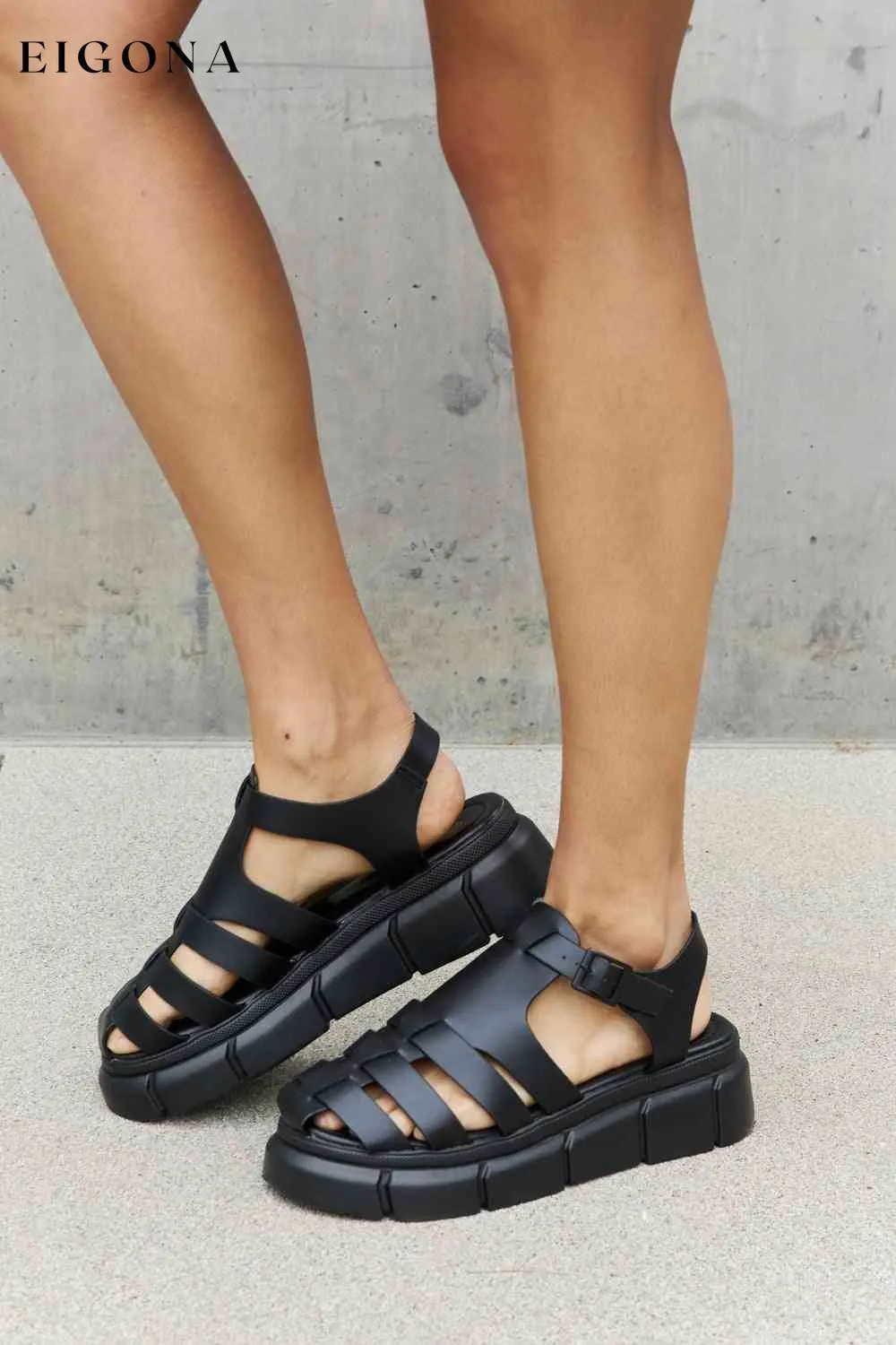 Cage Stap Sandal in Black