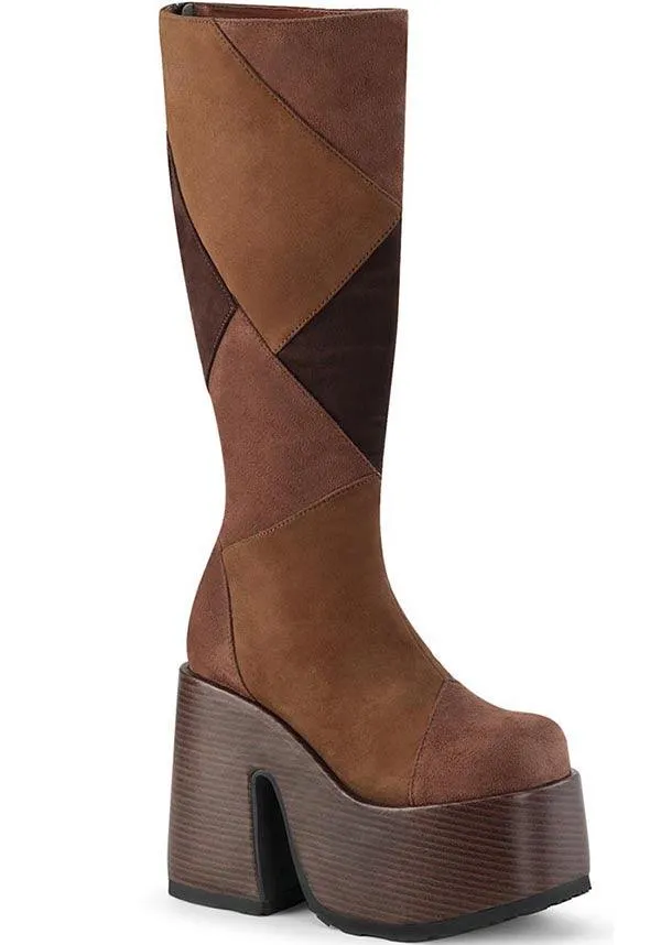 CAMEL-280 [Brown Multi Vegan Suede] | PLATFORM BOOTS [PREORDER]