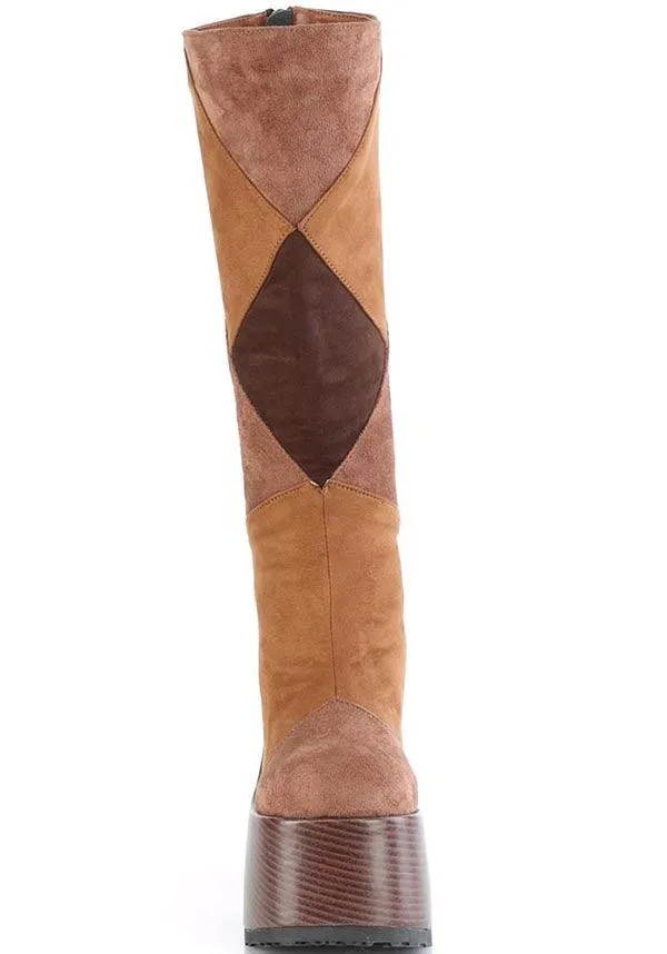 CAMEL-280 [Brown Multi Vegan Suede] | PLATFORM BOOTS [PREORDER]