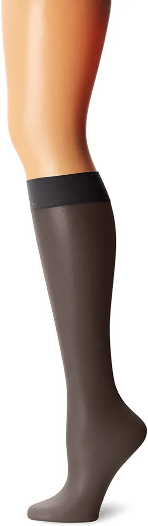 CK Women's Matte Ultra Sheer Knee High Sock with Comfort Top