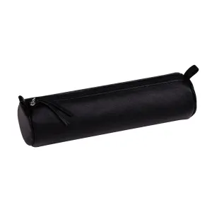 Clairefontaine Leather Round Pencil Case, Black