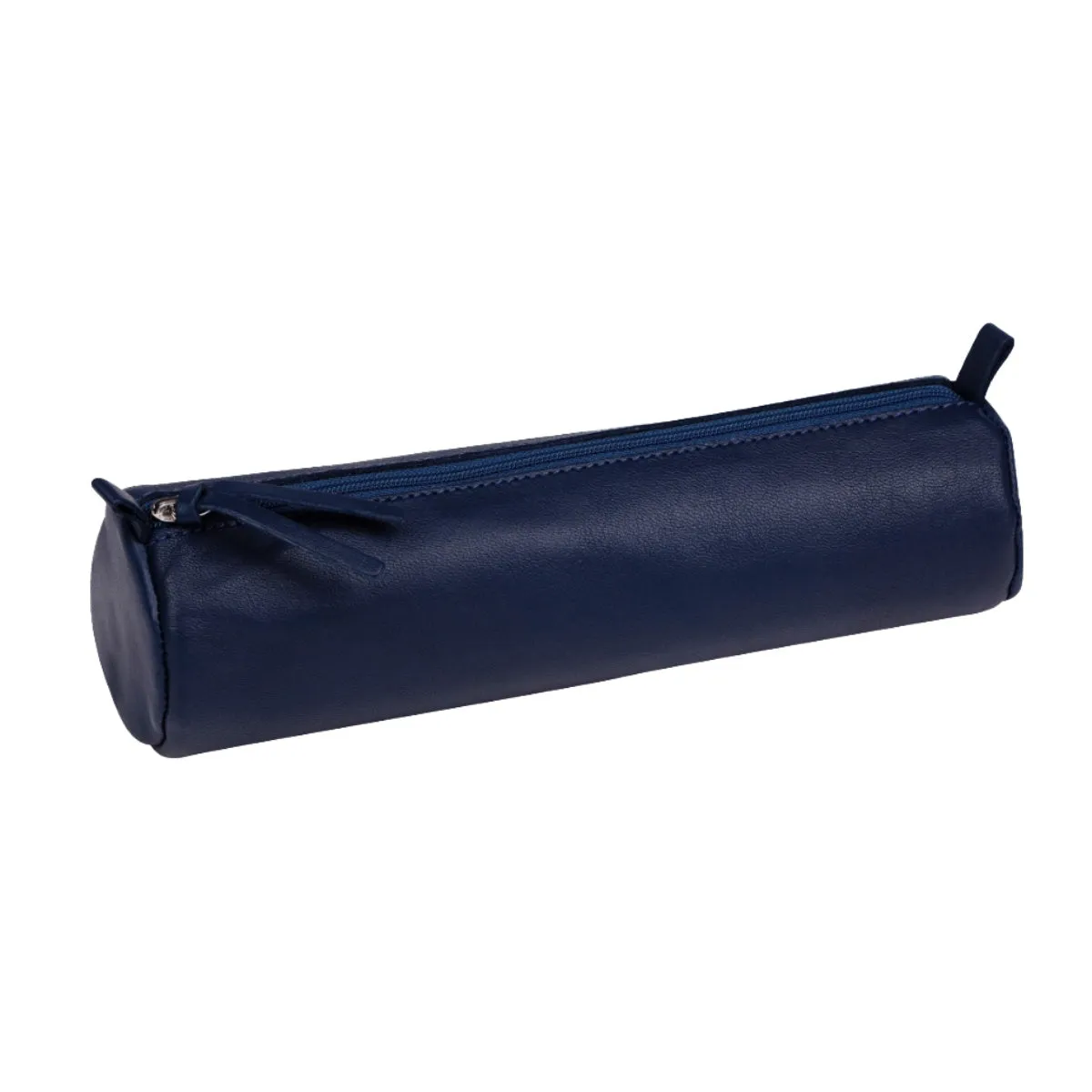 Clairefontaine Leather Round Pencil Case, Dark Blue