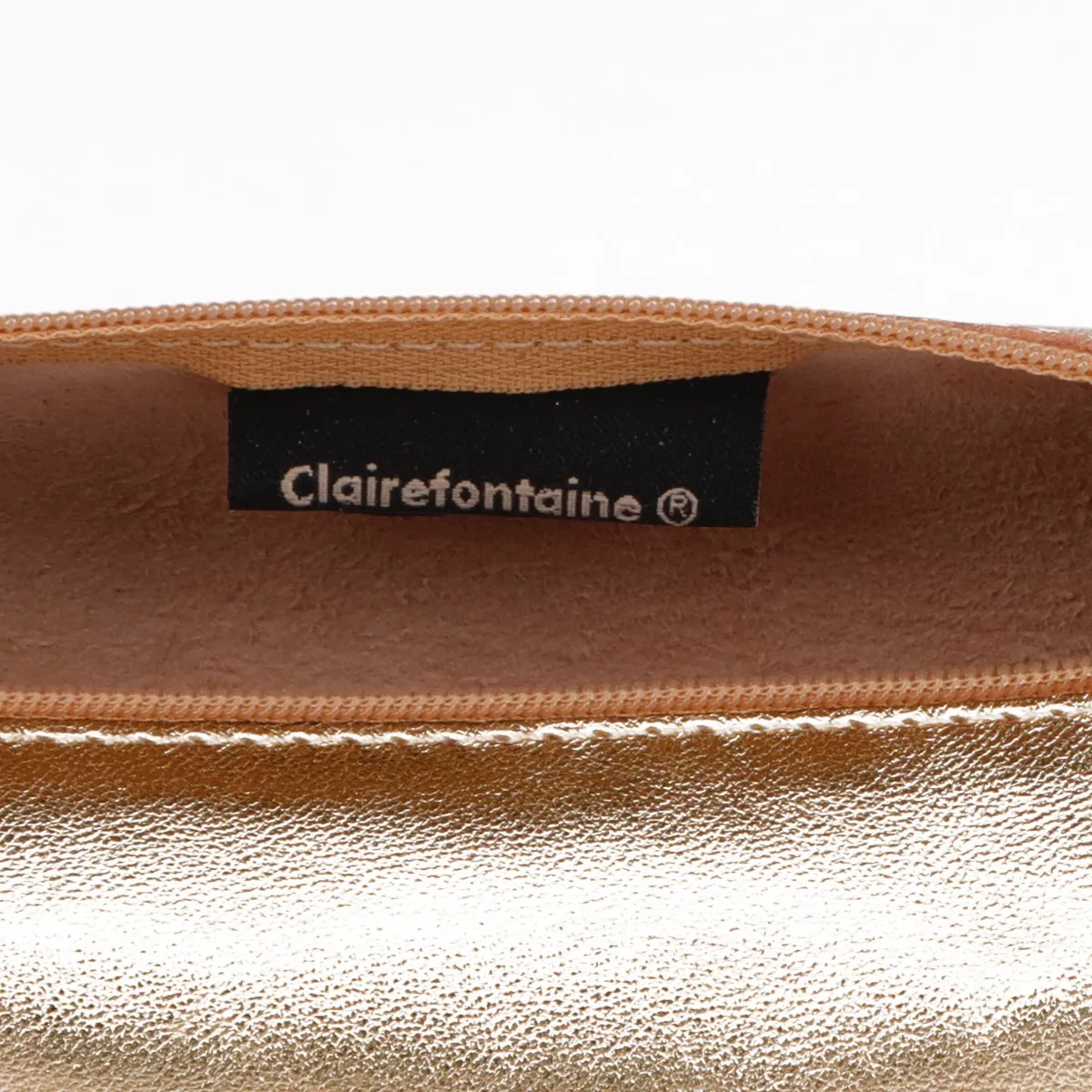 Clairefontaine Leather Round Pencil Case, Gold