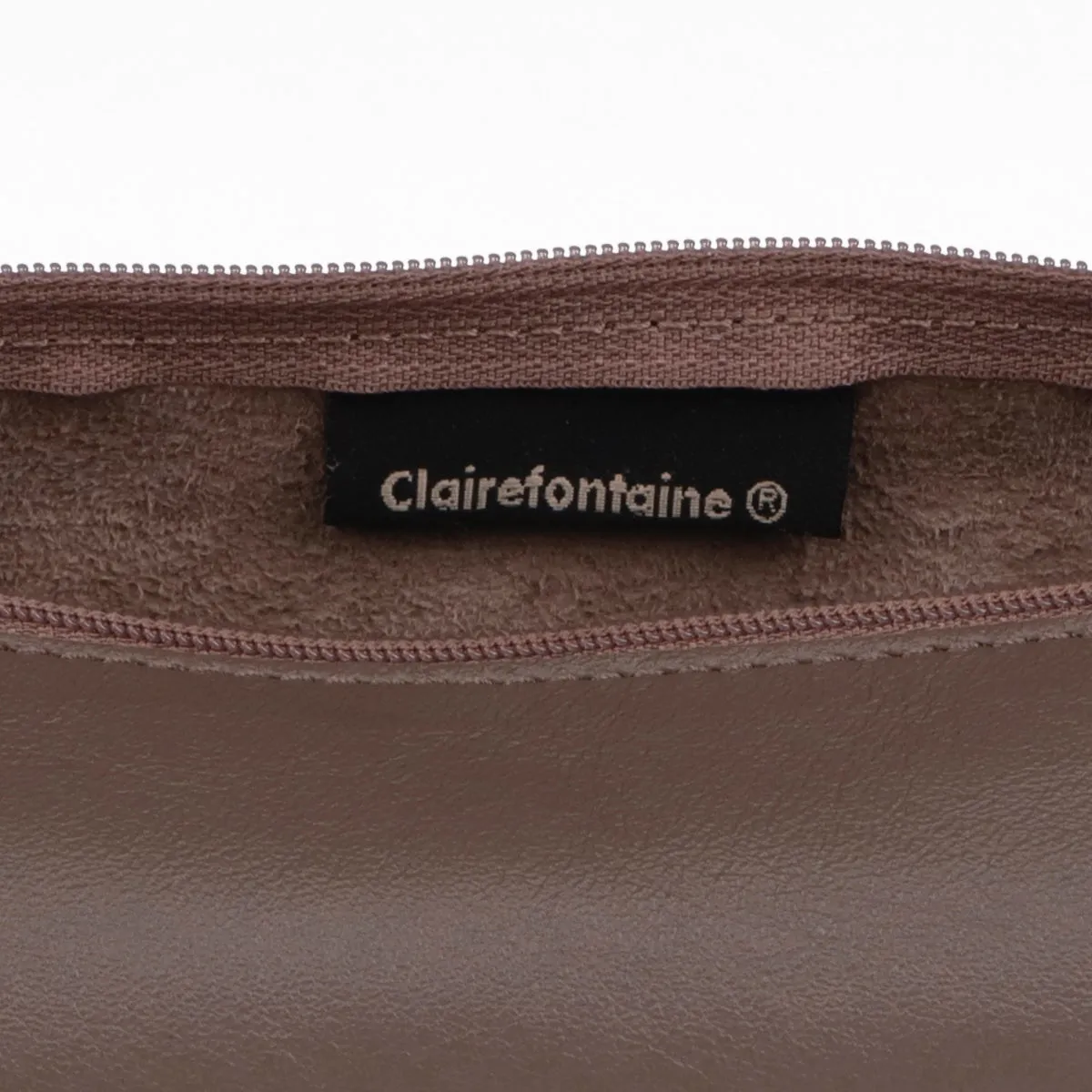 Clairefontaine Leather Round Pencil Case, Taupe