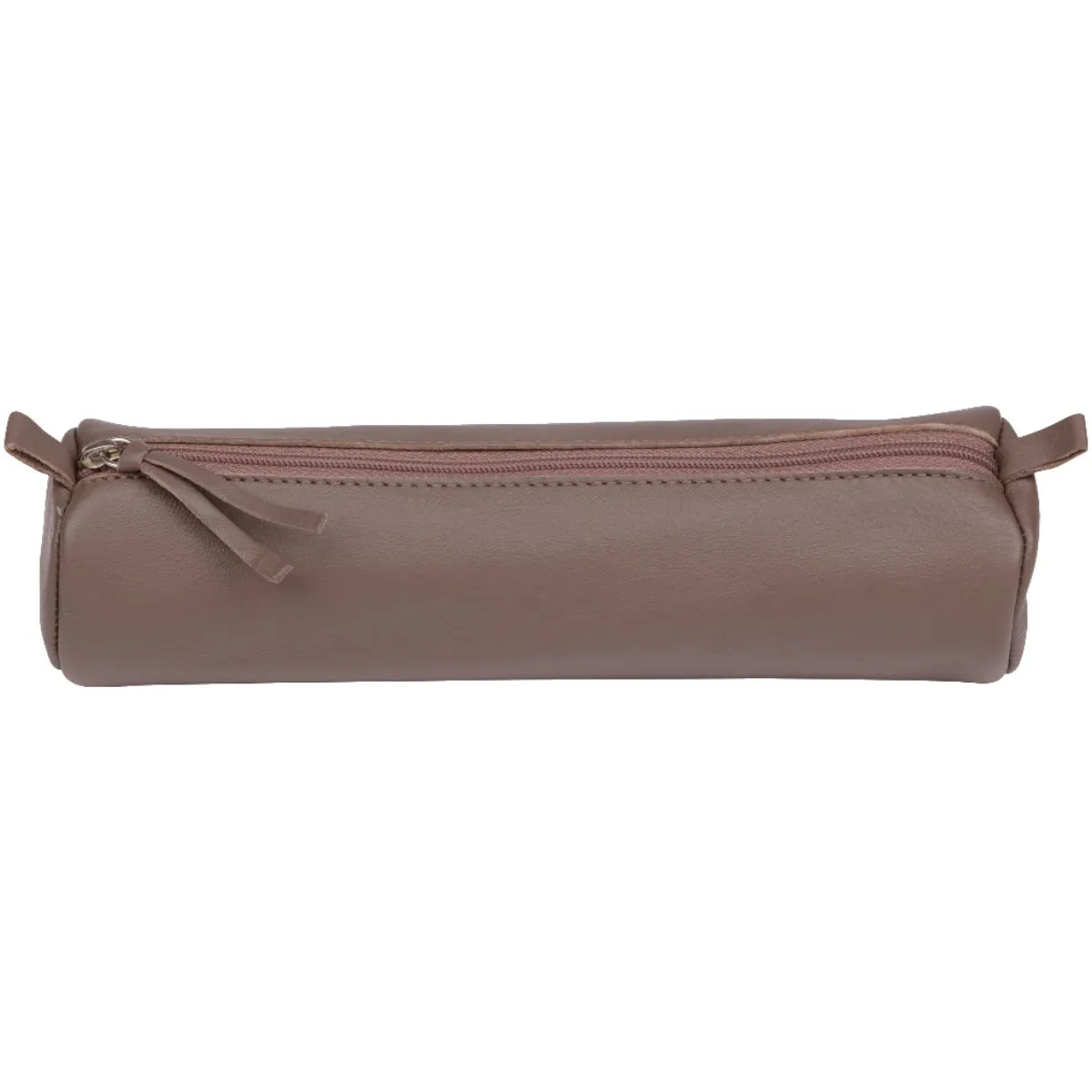 Clairefontaine Leather Round Pencil Case, Taupe