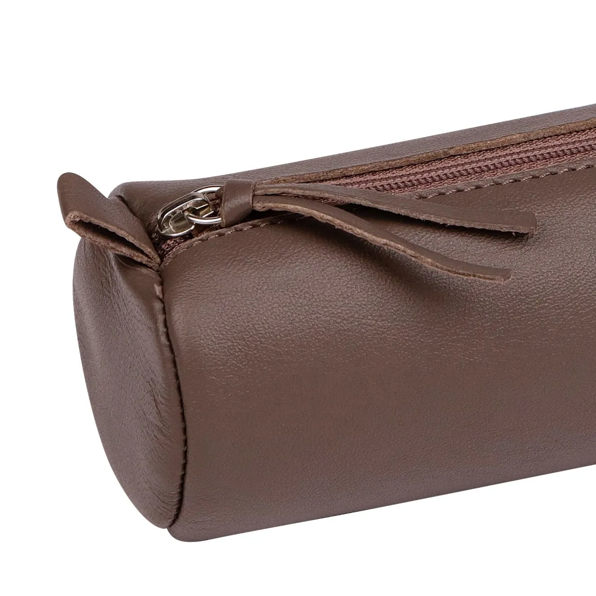 Clairefontaine Leather Round Pencil Case, Taupe