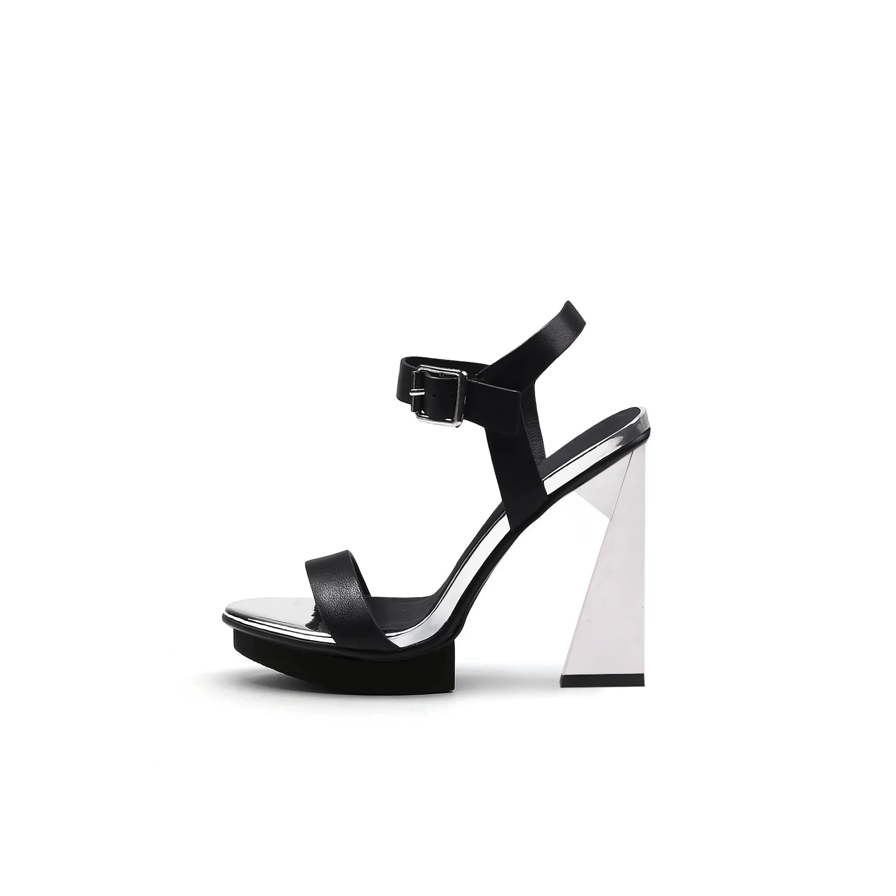 Classic Ankle Strap Triangular Skyscraper Heels