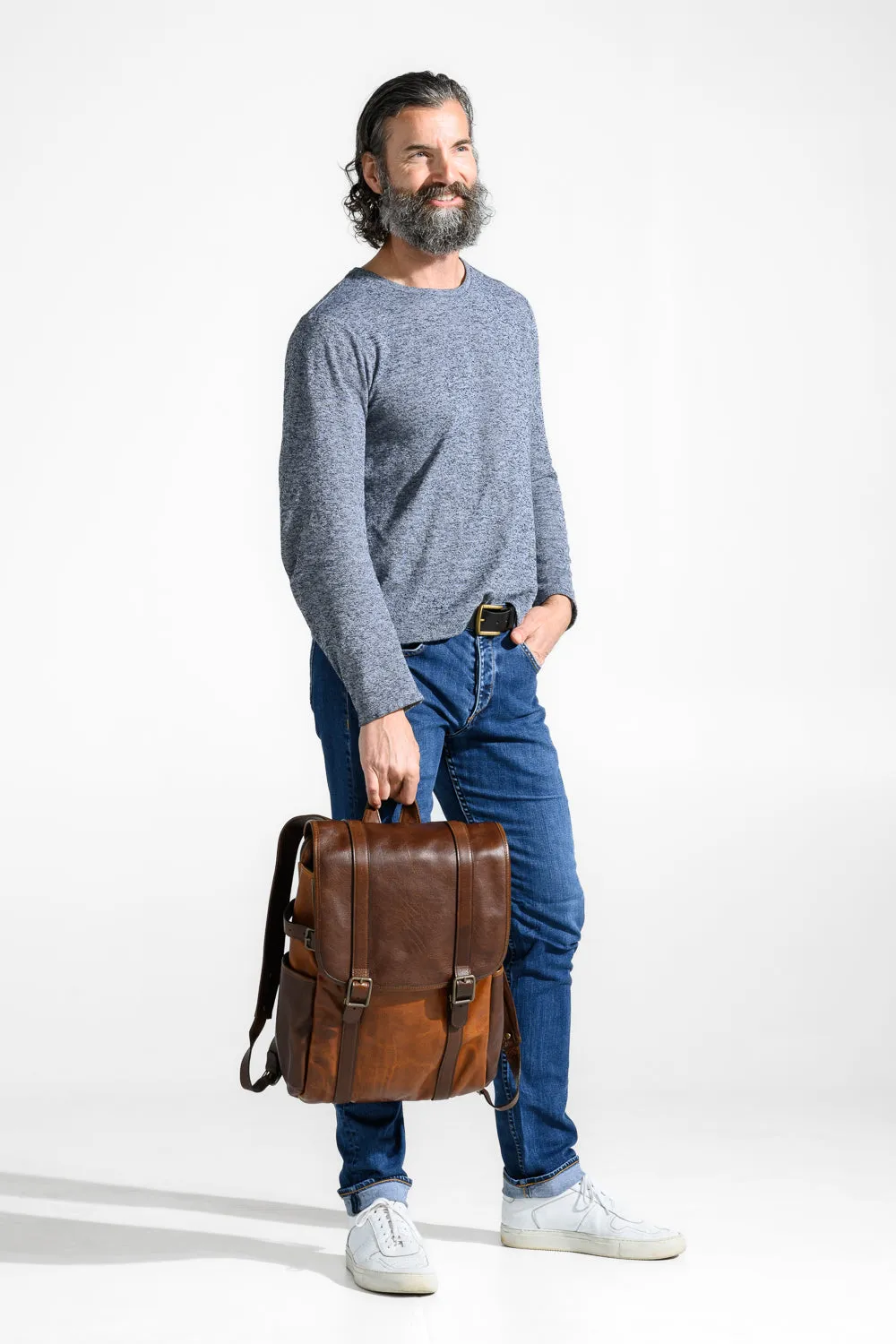 Crews Backpack in Titan Milled Brown/Honey by Moore & Giles