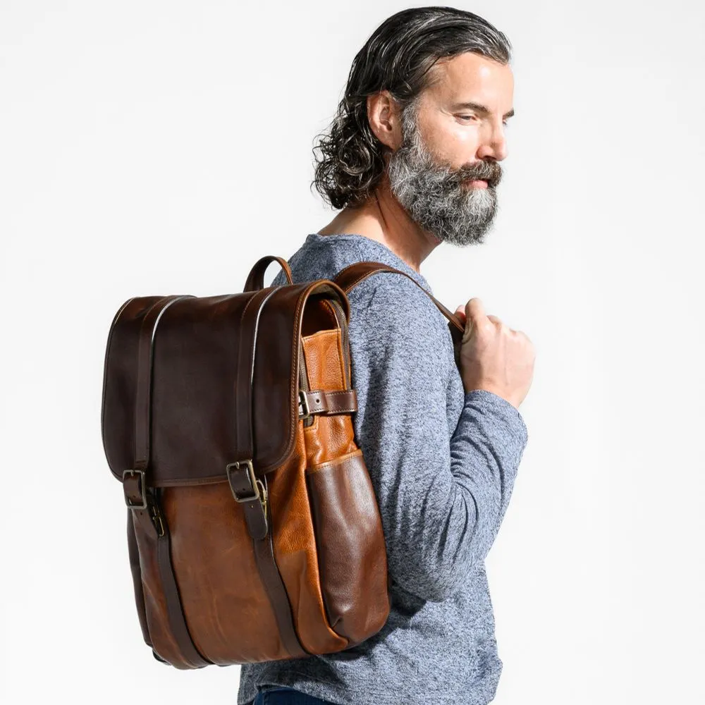 Crews Backpack in Titan Milled Brown/Honey by Moore & Giles