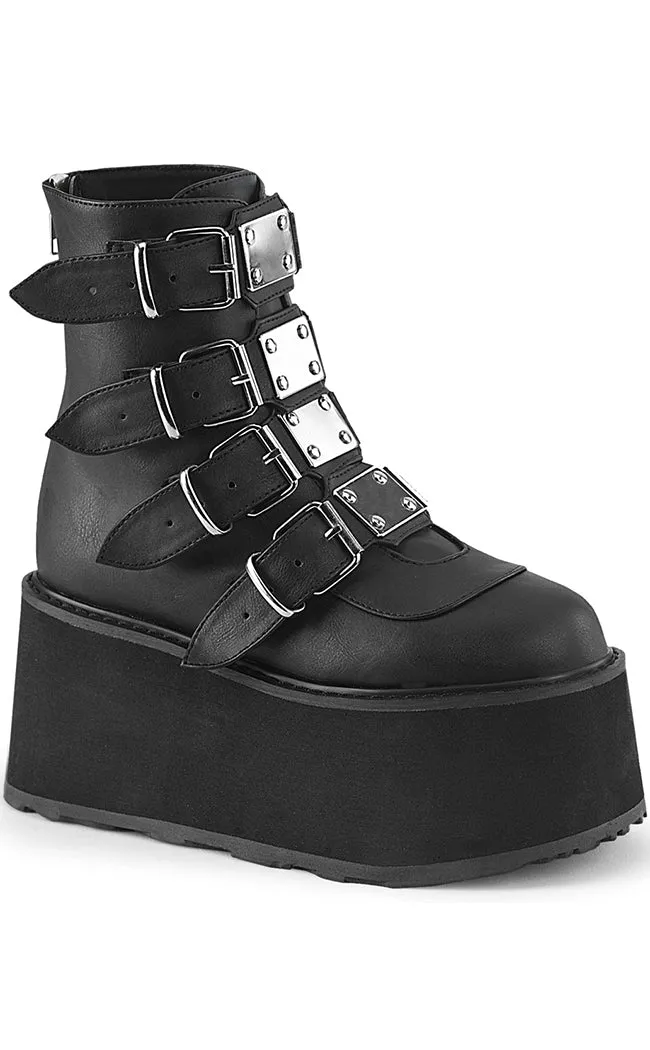 DAMNED-105 Black Matte Flatform Ankle Boots (AU Stock)