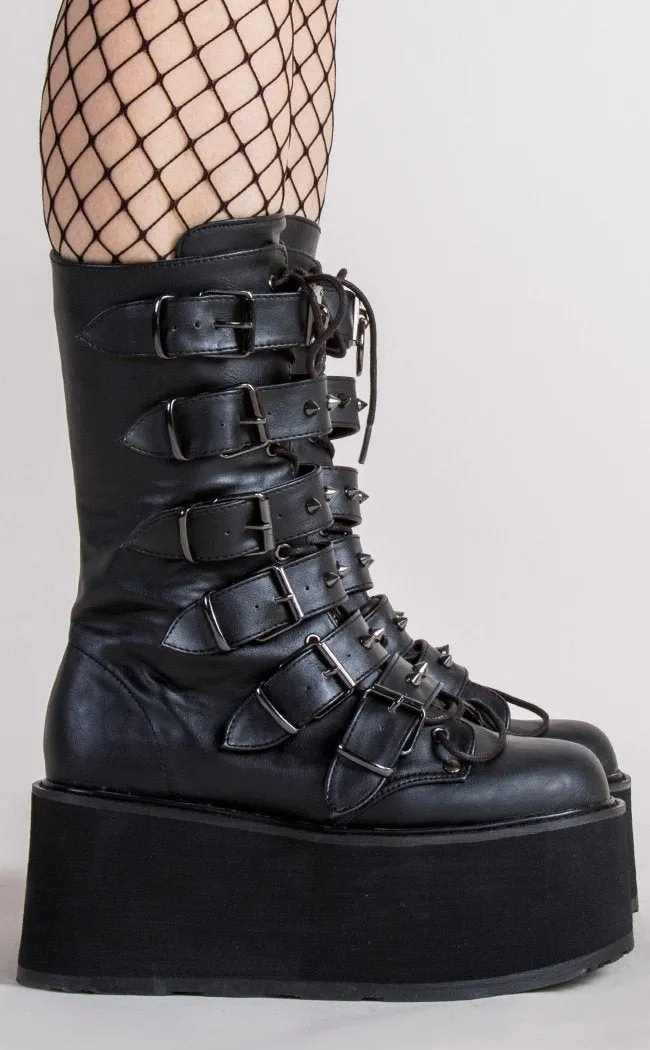 DAMNED-225 Black Vegan Leather Boots