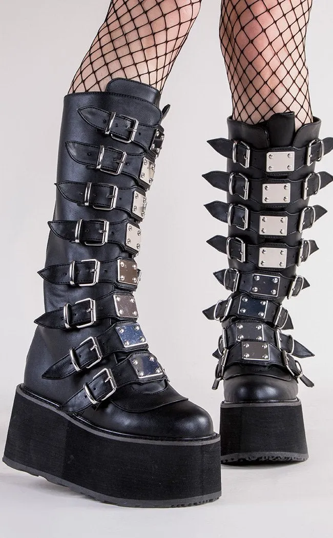 DAMNED-318 Black Vegan Leather Boots (AU Stock)