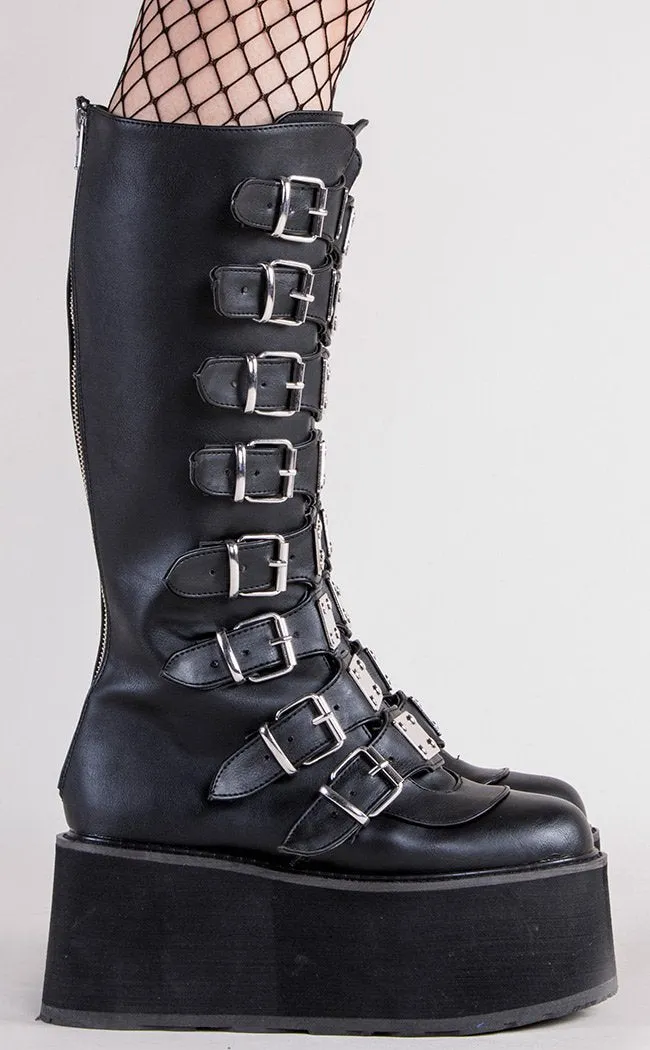 DAMNED-318 Black Vegan Leather Boots (AU Stock)