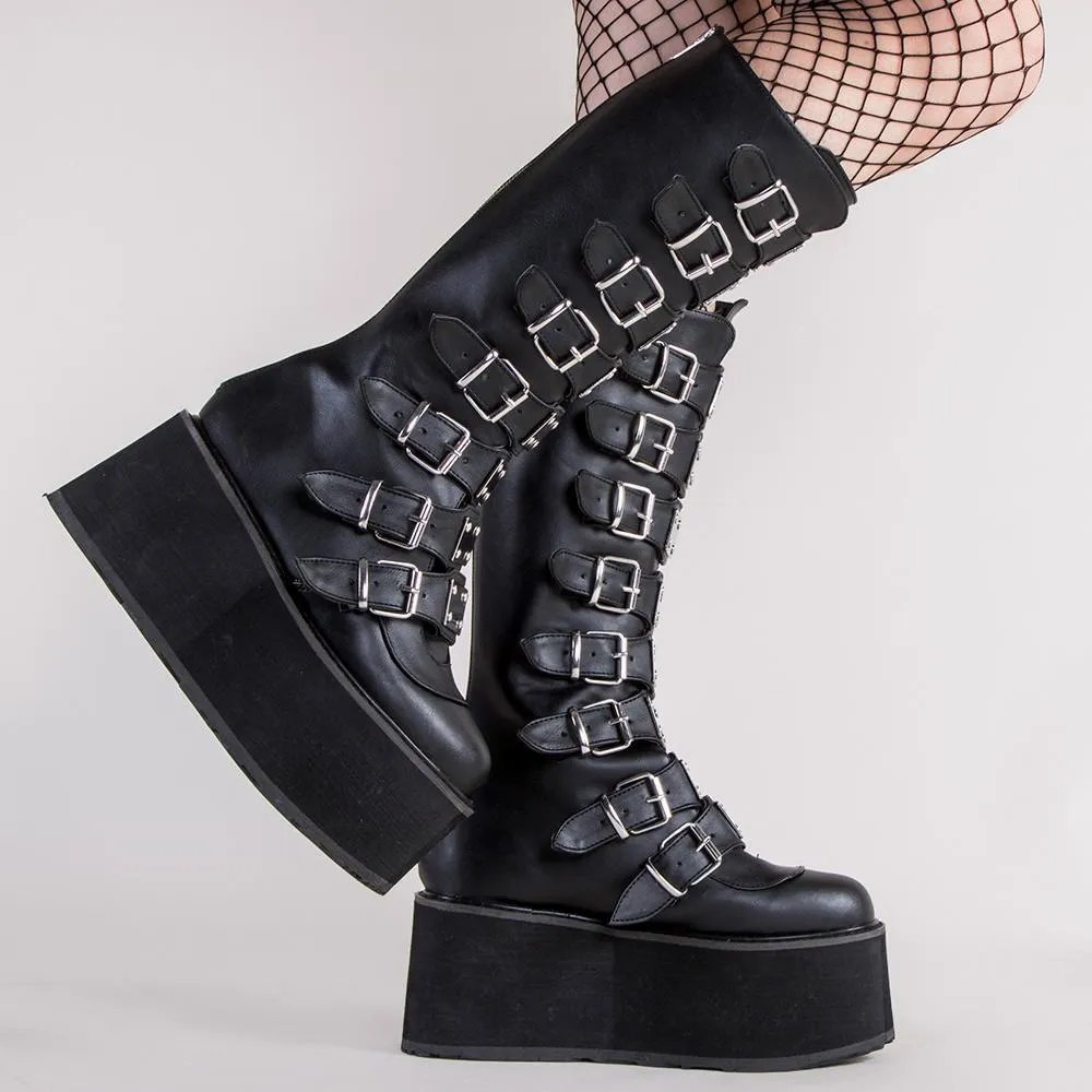 DAMNED-318 Black Vegan Leather Boots (AU Stock)