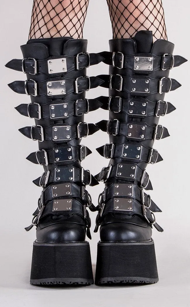 DAMNED-318 Black Vegan Leather Boots (AU Stock)