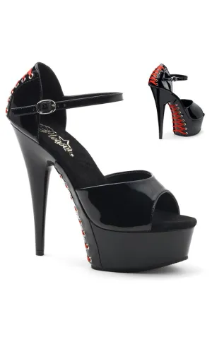 DELIGHT-660FH Blk Pat/Blk (Red Lace) Heels