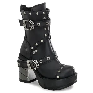 Demonia SINISTER-201 | Black Vegan Leather Mid-Calf Boots