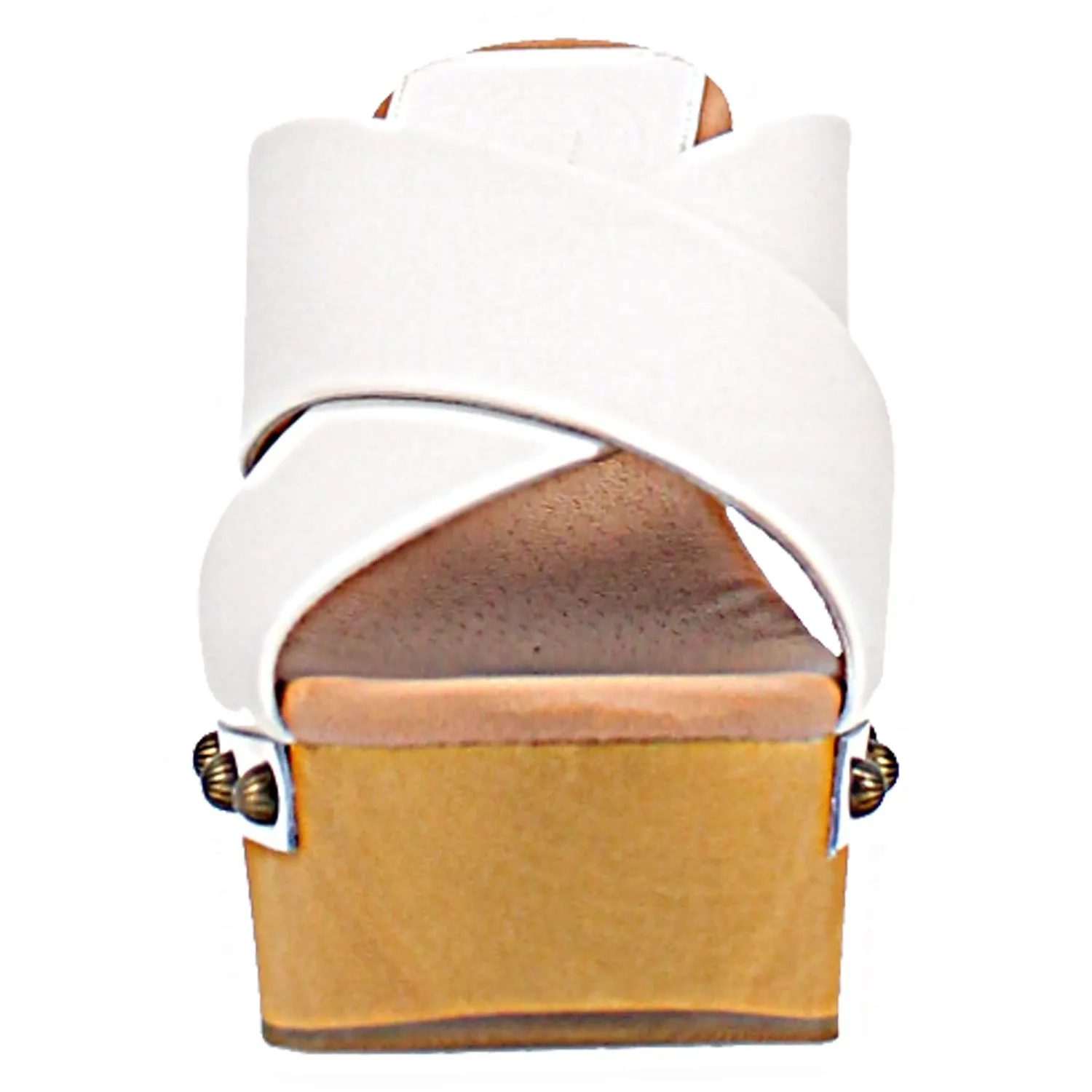 Dingo Womens Driftwood Studs White Leather Sandals Shoes