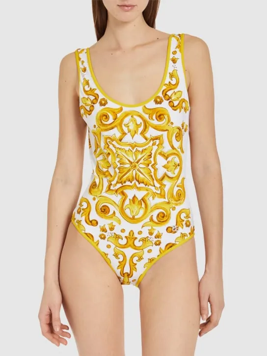 Dolce&amp;Gabbana   Maiolica printed one piece swimsuit 