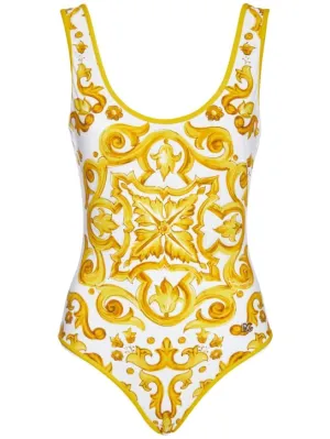 Dolce&amp;Gabbana   Maiolica printed one piece swimsuit 