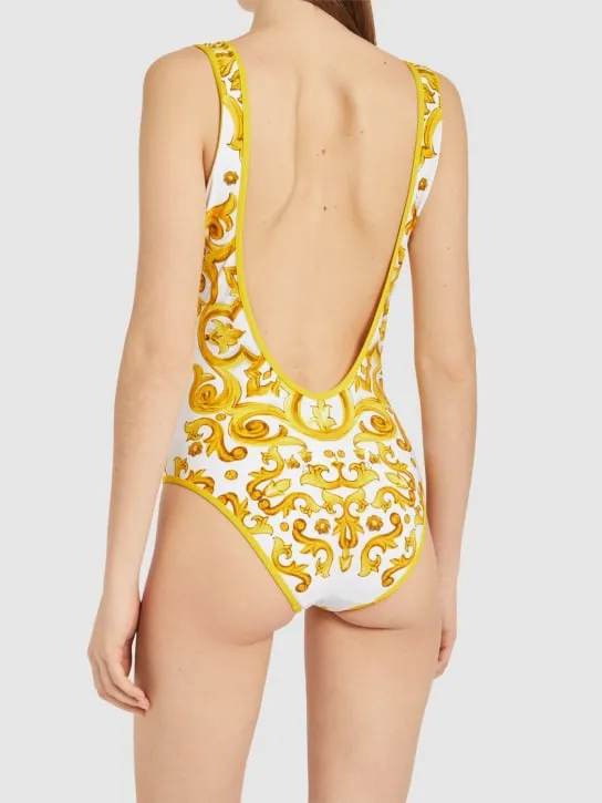 Dolce&amp;Gabbana   Maiolica printed one piece swimsuit 