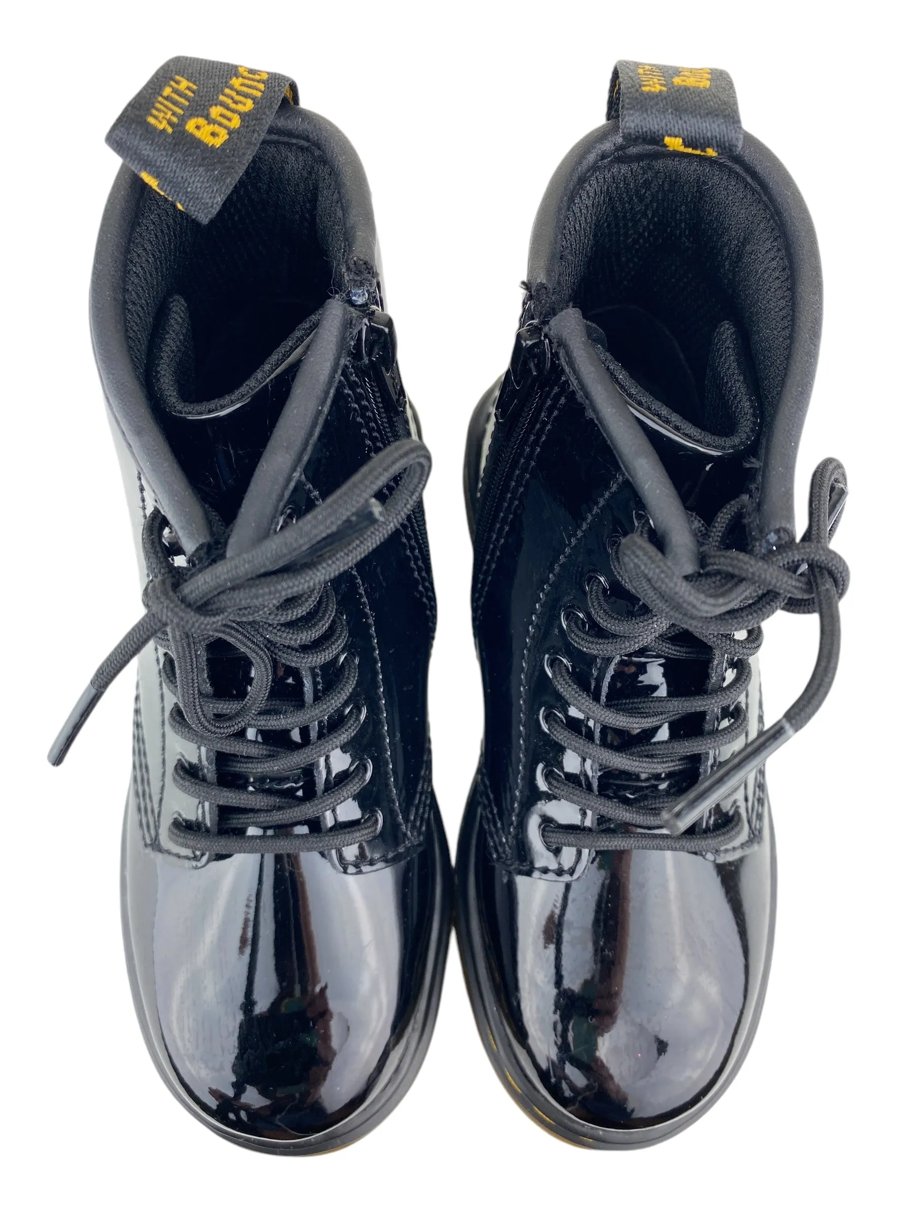 Dr. Martens Girls' Lace-Up Patent Boots Black Size 10 (approx. age 5)