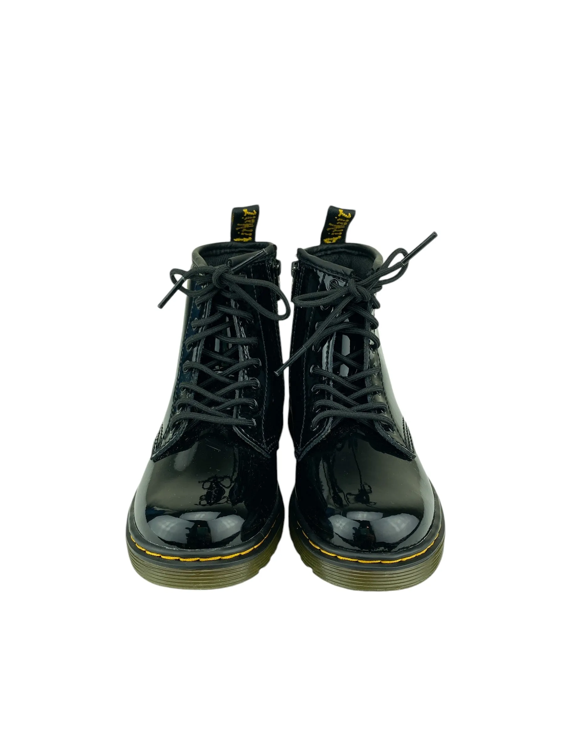 Dr. Martens Girls' Lace-Up Patent Boots Black Size 10 (approx. age 5)