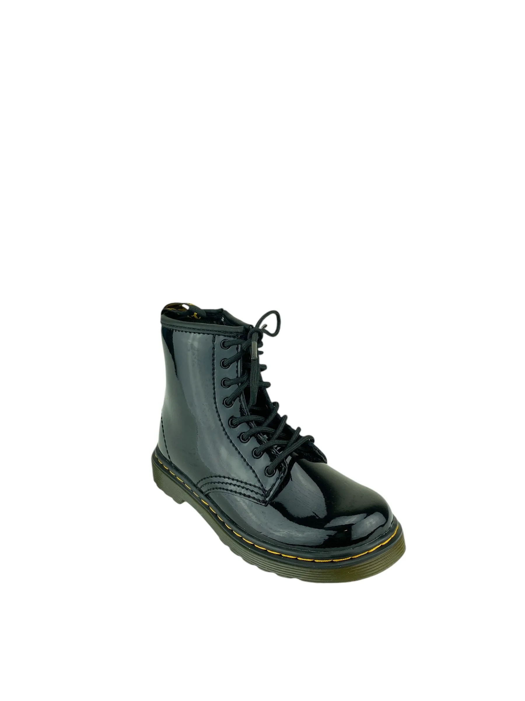 Dr. Martens Girls' Lace-Up Patent Boots Black Size 10 (approx. age 5)