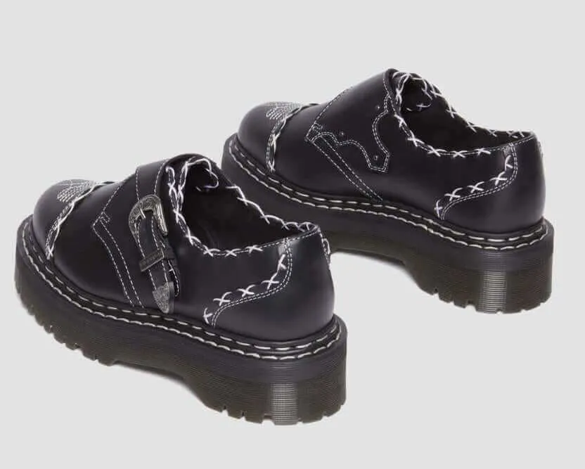 Dr. Martens Monk Quad GA Leather Strap Shoes Platform - Black Wanama