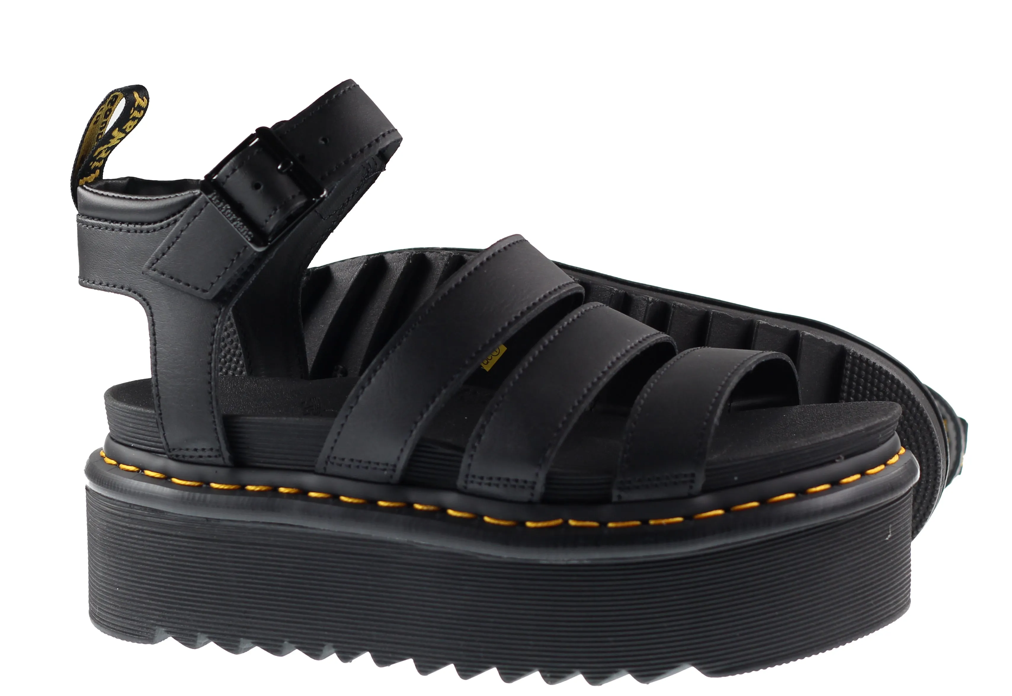 Dr Martens Shoes Womens Blaire Quad Hydro Gladiator Platform Leather Sandal Black