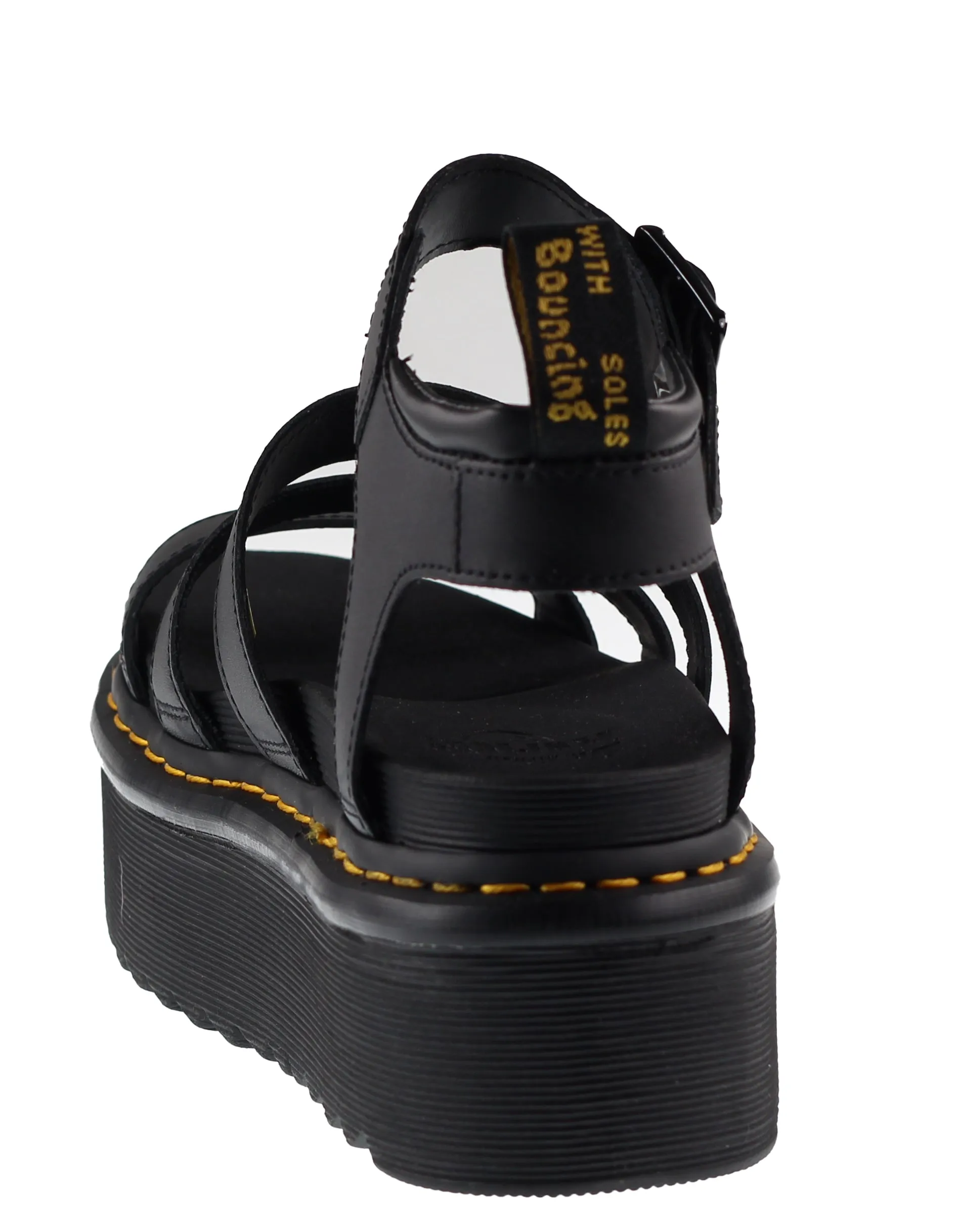 Dr Martens Shoes Womens Blaire Quad Hydro Gladiator Platform Leather Sandal Black