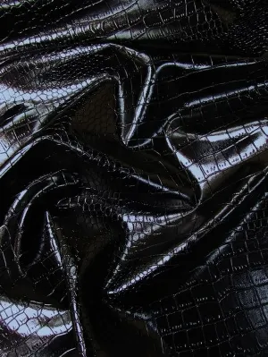 Dragon Gator Upholstery Vinyl Fabric / Onyx Black / Sold By The Yard