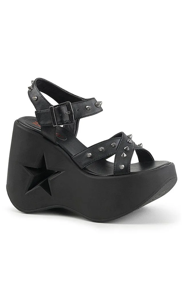 DYNAMITE-02 Black Wedge Heels