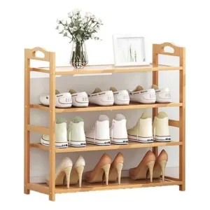 Eco-Friendly 4 Tier Bamboo Shoe Rack, 30kg Load - Ekkio