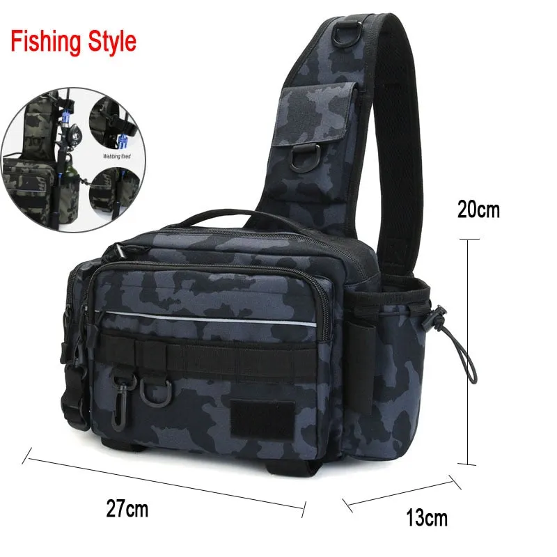 Fishing Tackle Bag Single Shoulder Crossbody Bags Waist Pack Fish Lures Gear Utility Storage Fishing Box Bag Tactical Bag