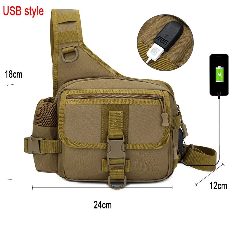 Fishing Tackle Bag Single Shoulder Crossbody Bags Waist Pack Fish Lures Gear Utility Storage Fishing Box Bag Tactical Bag