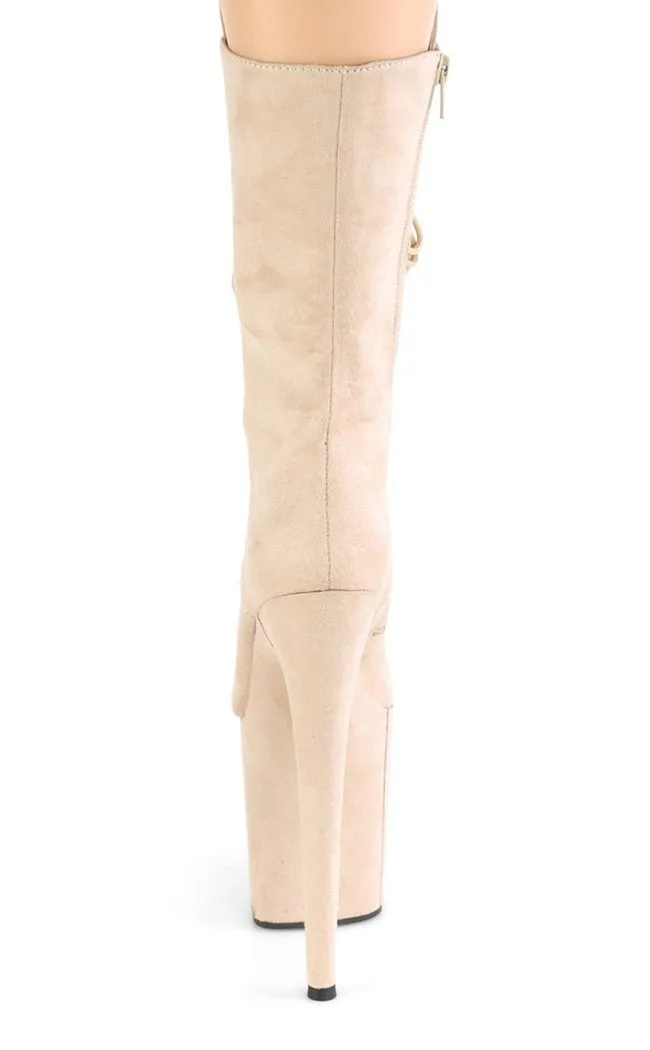 FLAMINGO-1050FS Beige Suede Mid Calf Boots