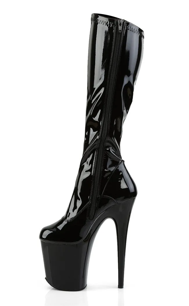 FLAMINGO-2000 Black Patent Knee High Boots