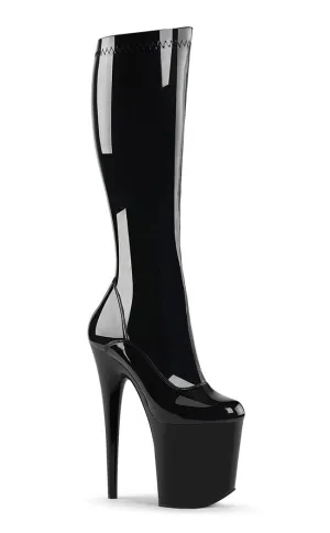 FLAMINGO-2000 Black Patent Knee High Boots