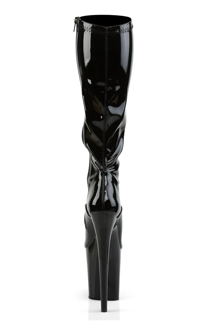 FLAMINGO-2000 Black Patent Knee High Boots